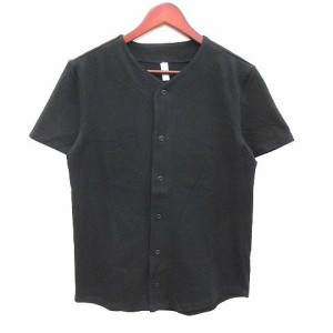 【中古】アメリカンアパレル American Apparel カーディガン カットソー 半袖 Vネック XS 黒 ブラック /CT メンズ