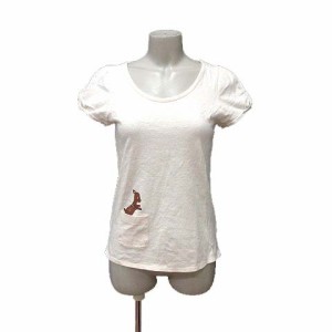 【中古】シェリーラファム Cherir la femme Tシャツ カットソー クルーネック プリント 半袖 M アイボリー レディース