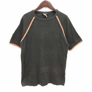 【中古】アーペーセー A.P.C. Tシャツ カットソー 五分袖 ラグランスリーブ クルーネック リブ ライン 1 深緑 