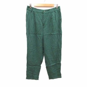 【中古】ザラ ZARA テーパードパンツ ロールアップ タック L 緑 グリーン /CT ■MO レディース