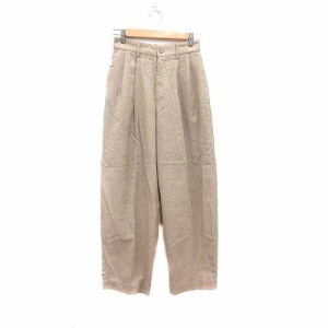 【中古】ジーナシス JEANASIS ワイドパンツ スラックス 麻混 リネン混 F ベージュ /YK ■MO レディース