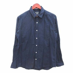 【中古】ブラウニー BROWNY BROWNY STANDARD シャツ 長袖 麻混 リネン混 M 紺 ネイビー /CT ■MO メンズ