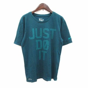 【中古】ナイキ NIKE Tシャツ カットソー 半袖 クルーネック ロゴプリント S 深緑 ダークグリーン /CT メンズ