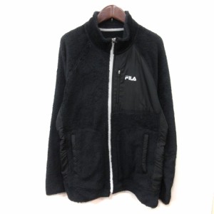 【中古】フィラ FILA ジャケット ウィンドブレーカー ボア ジップアップ M 黒 ブラック /YI ■MO メンズ