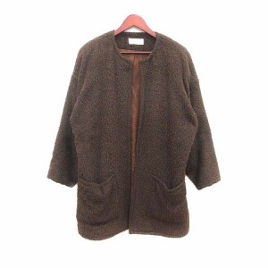 【中古】ギラロッシュ Guy Laroche ロングコート ファー 前開き 総裏地 ウール 38 茶 ブラウン /YK レディース