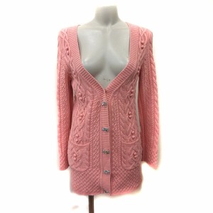 【中古】シンシアローリー CYNTHIA ROWLEY カーディガン ニット 長袖 ケーブル 2 ピンク /YI レディース