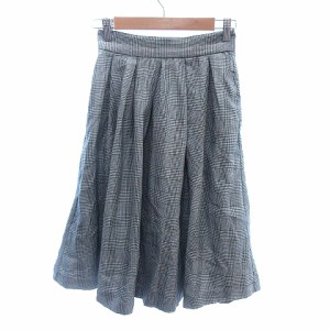 【中古】未使用品 ジーナシス JEANASIS フレアスカート ミモレ ロング グレンチェック F グレー /AU レディース