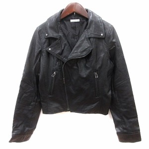 【中古】リゼクシー RESEXXY ライダースジャケット ダブル フェイクレザー 総裏地 F 黒 ブラック /AU レディース