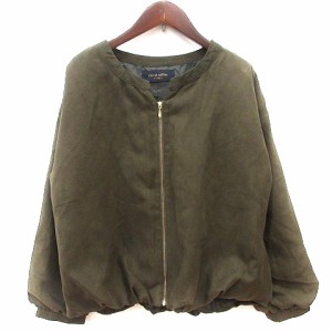 【中古】ショコラフィネローブ chocol raffine robe ジャケット ブルゾン フェイクスエード 総裏地 F カーキ 緑