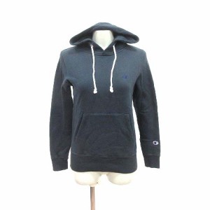 【中古】チャンピオン CHAMPION パーカー プルオーバー 裏起毛 ワンポイント 長袖 M 黒 ブラック /YK レディース