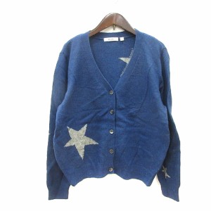 【中古】ニコアンド Niko and.. カーディガン ニット 星柄 3 紺 ネイビー /MN ■MO レディース