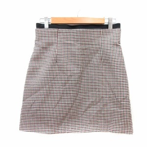 【中古】ザラ ZARA フレアスカート ミニ 千鳥格子 M 茶 ブラウン /MN レディース