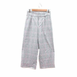 【中古】ザラ ZARA trf collection ワイドパンツ グレンチェック S ライトグレー ピンク /YK レディース