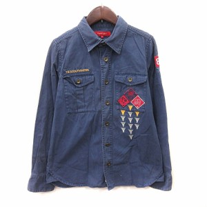 【中古】トミーガール tommy girl シャツ 長袖 ワッペン M 紺 ネイビー /YI メンズ