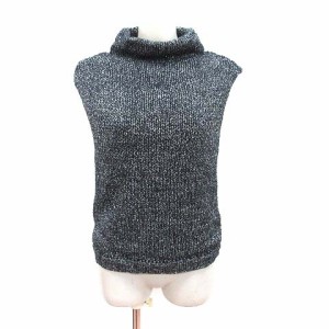 【中古】ザラ ZARA KNIT ニット セーター ノースリーブ ハイネック リブ M 紺 ネイビー /CT ■MO レディース