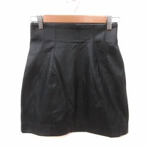 【中古】ザラ ZARA 台形スカート ミニ フェイクレザー S 黒 ブラック /MS レディース