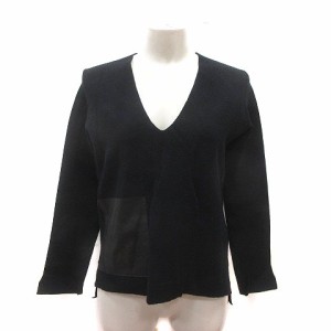 【中古】ザラ ZARA ニット KNIT ニット カットソー Vネック 長袖 S 黒 ブラック /MS レディース