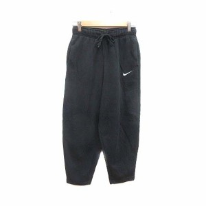 【中古】ナイキ NIKE ワイドパンツ 裏起毛 ワンポイント XS 黒 ブラック /YK レディース