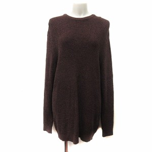 【中古】ザラ ZARA ニットワンピース ひざ丈 長袖 総柄 赤 ボルドー /YI レディース