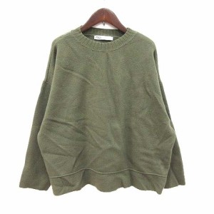 【中古】ザラ ZARA ニット セーター 長袖 ドロップショルダー ハイネック M 緑 グリーン /CT レディース