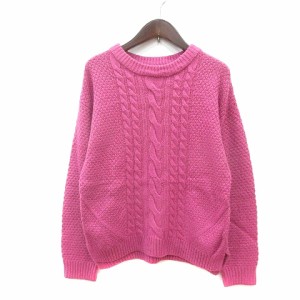 【中古】ドレスキップ DRESKIP ニット セーター 長袖 ケーブル M ピンク /MN レディース