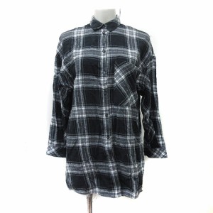 【中古】ザラ ベーシック ZARA BASIC チュニック シャツ ブラウス チェック 長袖 マルチカラー /YI レディース