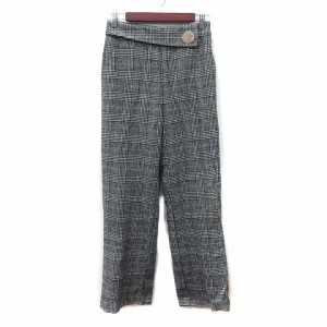 【中古】ザラ ベーシック ZARA BASIC ワイドパンツ グレンチェック 黒 ブラック グレー /YI レディース