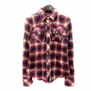 【中古】トミーガール tommy girl ネルシャツ チェック 長袖 S ピンク /MN レディース