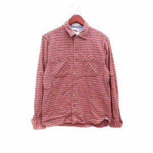 【中古】リーバイス Levi's シャツジャケット チェック 長袖 S 赤 レッド /YK メンズ