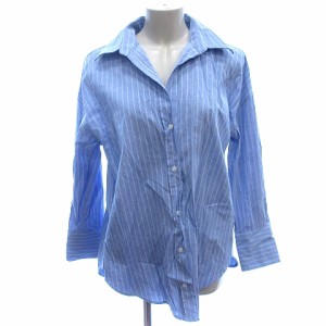 【中古】ザラ ZARA チュニック シャツ ブラウス スキッパーカラー ストライプ 長袖 XS 青 ブルー /AU レディース