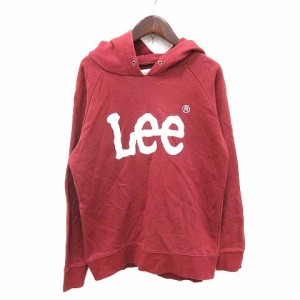 【中古】リー LEE パーカー プルオーバー スウェット 長袖 ロゴプリント L 赤 レッド /CT レディース