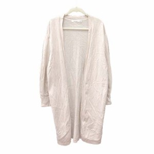 【中古】マウジー moussy ニットカーディガン 長袖 ロング F ライトベージュ /CT レディース