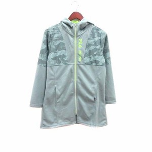 【中古】フィラ FILA ジャケット パーカー ジップアップ 総柄 長袖 M 水色 ライトブルー /YK メンズ