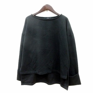 【中古】ダブルクローゼット w closet カットソー クルーネック 長袖 F 黒 ブラック /MN ■MO レディース