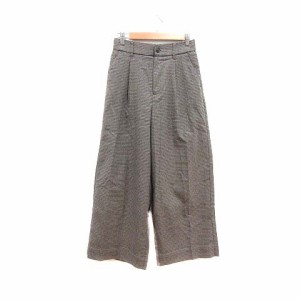 【中古】グローバルワーク GLOBAL WORK ワイドパンツ スラックス 千鳥格子 M ベージュ 紺 ネイビー /YK レディース