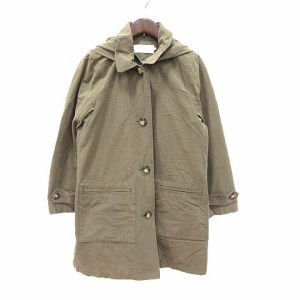 【中古】ショコラフィネローブ chocol raffine robe ステンカラーコート フード ライナー付き M 緑 カーキ レディース