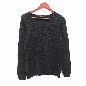 【中古】ザラマン ZARA MAN ニット セーター 長袖 Vネック 総柄 S 黒 ブラック /CT メンズ