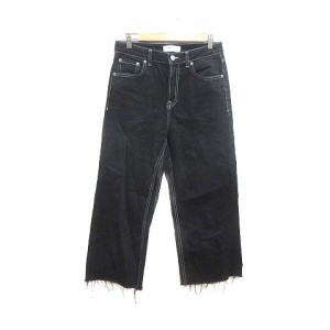 【中古】ザラウーマン ZARA WOMAN ワイドパンツ デニム 36 黒 ブラック /YK レディース