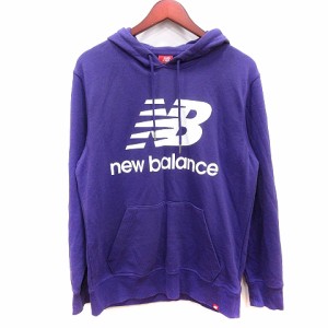 【中古】ニューバランス NEW BALANCE パーカー プルオーバー スウェット ロゴプリント 長袖 L 紫 パープル /AU メンズ