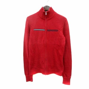 【中古】トミーヒルフィガー TOMMY HILFIGER カーディガン ニット ライン S 赤 レッド /MN レディース