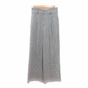 【中古】ザラ トラファルック ZARA ストレートパンツ スラックス 千鳥格子 XS 白 ホワイト 黒 ブラック レディース