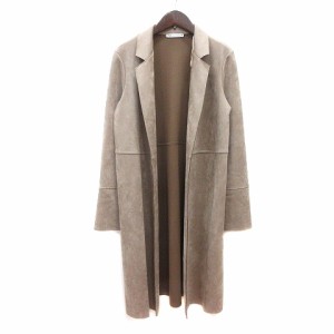 【中古】ザラ ZARA チェスターコート ロング フェイクスエード XS ベージュ /MN レディース