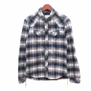 【中古】ニコルクラブフォーメン NICOLE CLUB FOR MEN ネルシャツ チェック 長袖 46 紺 ネイビー /MN メンズ