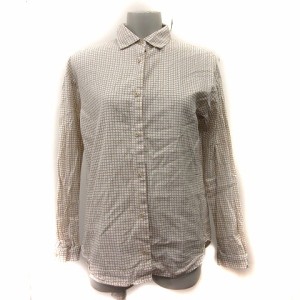 【中古】ヒューマンウーマン HUMAN WOMAN シャツ ブラウス 総柄 長袖 M ベージュ /YI レディース