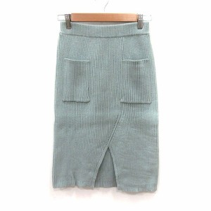 【中古】マウジー moussy タイトスカート ミモレ ロング ニット F 緑 ミントグリーン /MS ■MO レディース