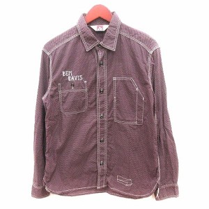 【中古】ベンデイビス BEN DAVIS ステンカラーシャツ ドット 刺繍 長袖 L 紫 パープル /AU メンズ