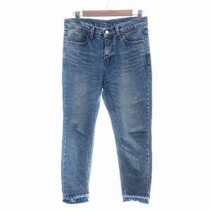 【中古】チュー CHUU -5KG JEANS デニムパンツ ジーンズ テーパード カットオフ ダメージ加工 M 青 ブルー レディース