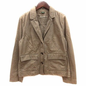 【中古】エディーバウアー EDDIE BAUER テーラードジャケット シングル PM カーキ 緑 グリーン /AU レディース