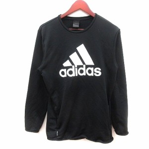 【中古】アディダス adidas トレーナー ラウンドネック スウェット ロゴプリント 長袖 L 黒 ブラック /AU メンズ