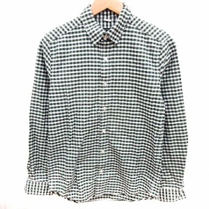 【中古】ブルーワーク BLUE WORK シャツ ボタンダウン 長袖 ギンガムチェック XS 白 メンズ